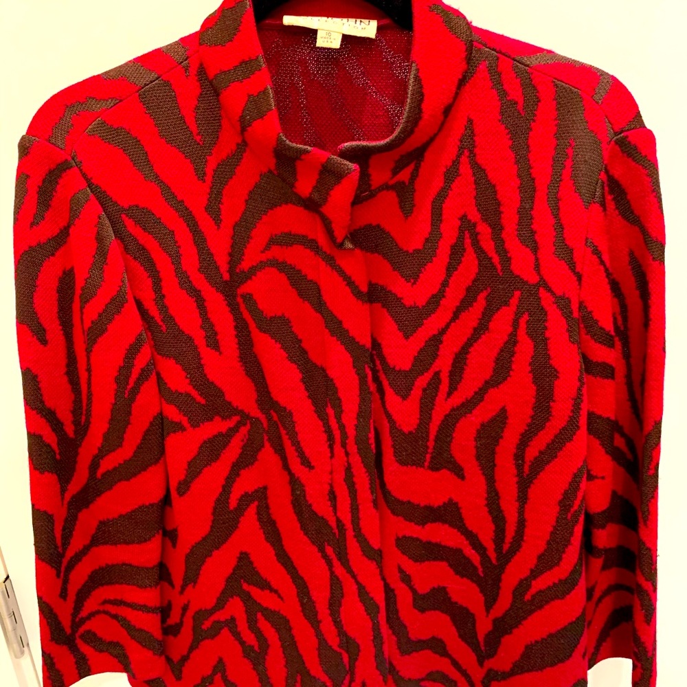 Vintage 90’s St. John Zip Front Blazer Red Zebra